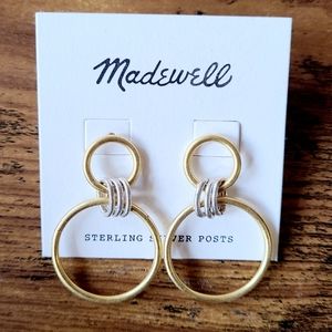 Madewell gold earrings with sterling silver accent